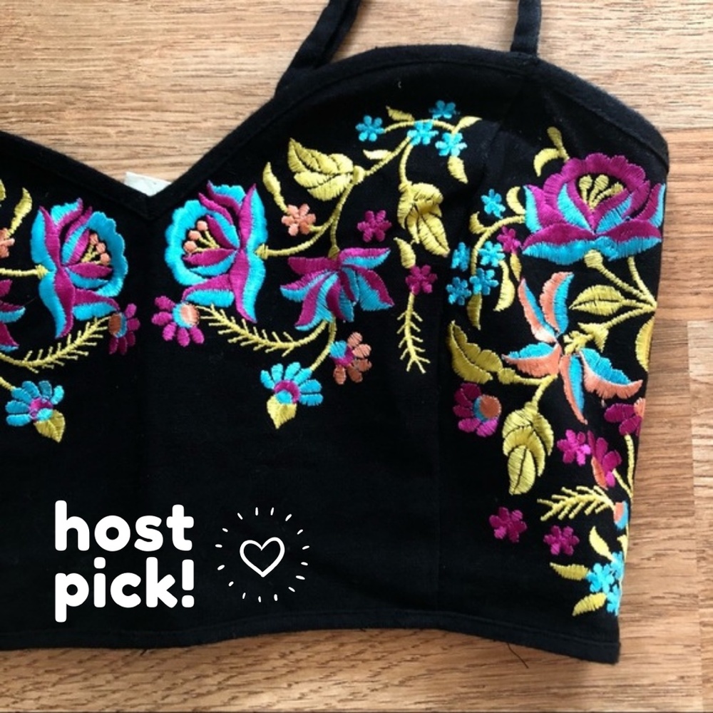 Me to We Embroidered Floral Crop Top